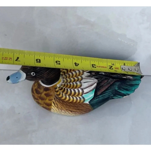 Two Small Duck Miniature Wood Carved Hand Painted Decoratives Mallard Decoy 4"x5 - Picture 9 of 16